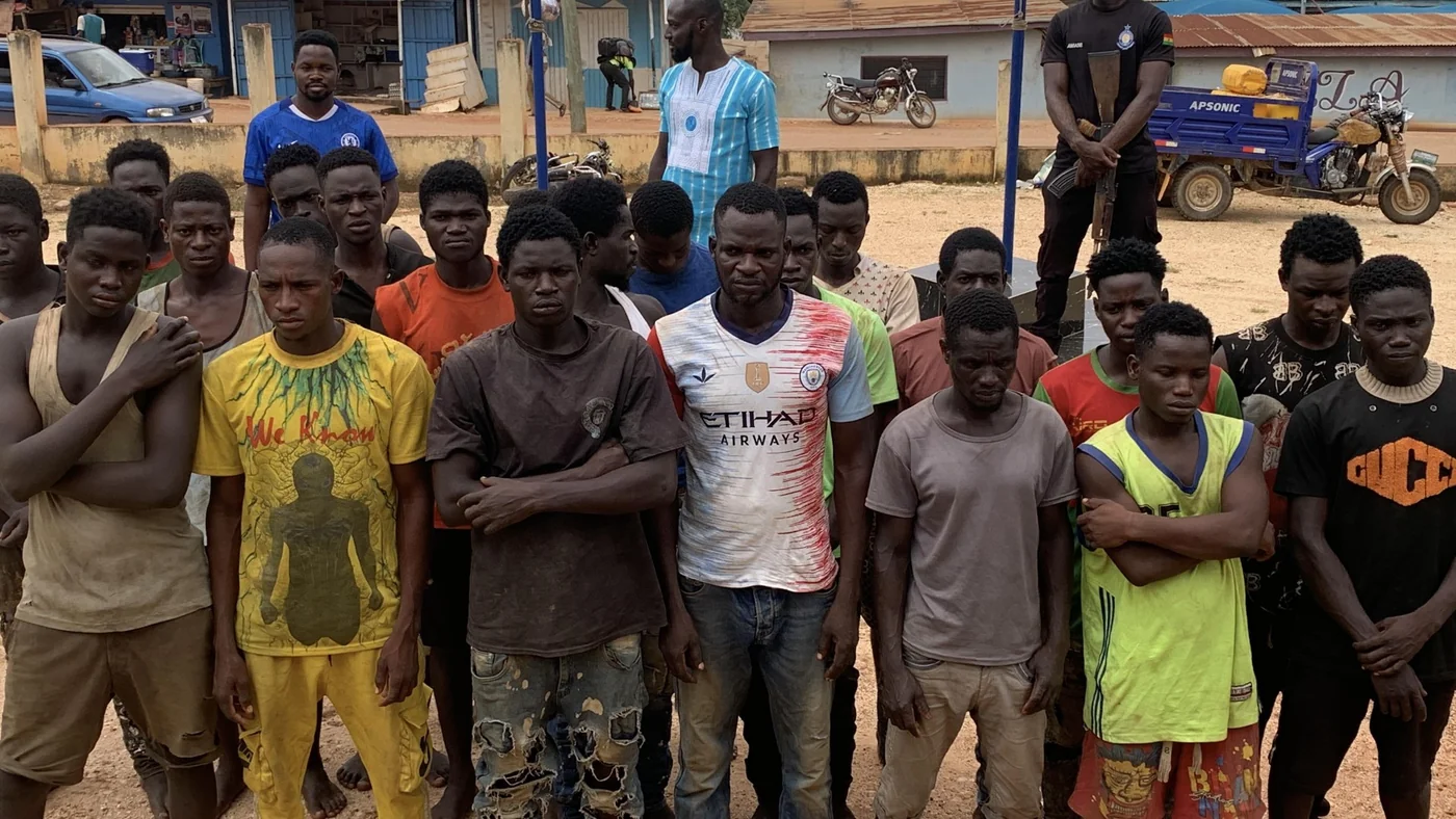 Ghana! 2025 Amansie West DISEC arrests 21 Burkinabe nationals for mining in water bodies at Esaase Bontefufuo, NAIMOS Task Force has conducted a major operation at the Cape Three Points Forest Reserve arresting 28 galamsey operators and destroying illegal mining equipment and seized drugs, 2 suspected armed robbers grabbed at Adumasa assault rifles retrieved, Nine Men Face Court Over Darkuman Machete Attack, Two men who reportedly claimed to be executioners at the funeral of the late Asantehemaa were apprehended by security officials for stealing from unsuspecting funeral attendees during yesterday’s ceremony at the Manhyia Palace, The Dormaahene Osaagyefo Oseadeeyo Dr. Agyemang Badu II in a joint effort with he Dormaa Anti-Galamsey Task Force and traditional leaders from the Dormaa Traditional Council has led an anti-illegal mining operation in Dormaa-Akwamu, Ex-convict teacher sentenced to 48 years for defilement, UDS student gets life sentence – In murder over love affair, Tamale Court Convicts Drug Trafficker in Major Opioid Bust, Tamale man arrested after police found over 400 boxes of tramadol in his shop and home, Kolie Samuel has been sentenced for robbing a woman, The Ghana Police Service has arrested multiple individuals engaged in illegal mining activities, Effiakuma Kidnapping Case, Wa Court Sentences Teenage Robber to 20 Years’ Hard Labor